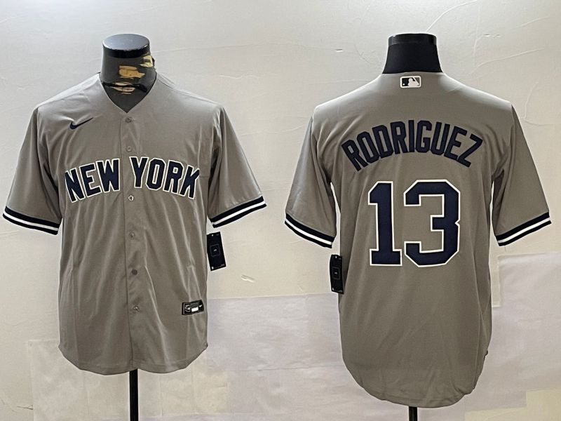 Men New York Yankees #13 Rodriguez Grey Game 2024 Nike MLB Jersey style 2